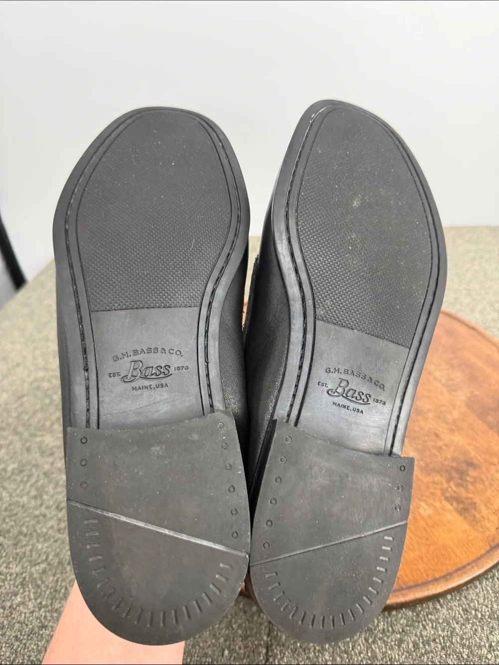 GH Bass Shoes Mens 13 D Black Leather Martin Penny Loafer Slip On Casaual